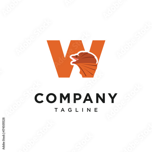 Letter W Frilled-neck lizard Logo Icon Vector