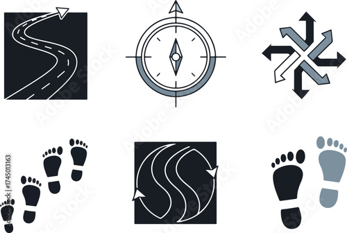 Journey Icons – Path and Direction Minimal Vector Collection