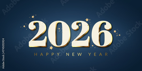 Christmas and New Year card with 2026 numbers
