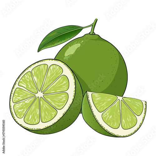 Ripe Lime Fruit Vector on White Background