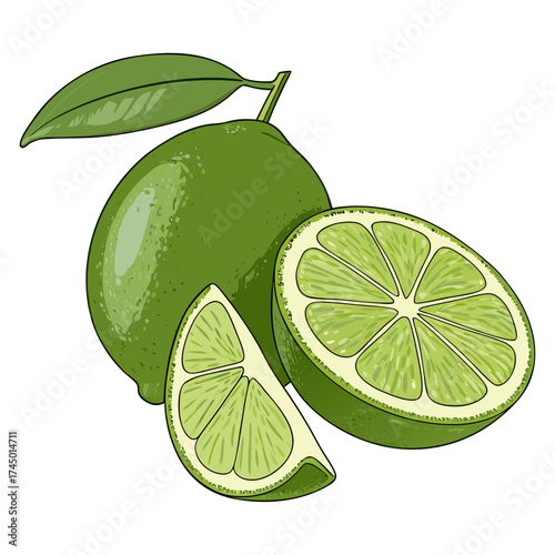 Tropical Citrus Wedge Vector Drawing