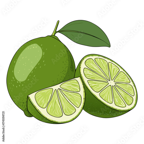 Tropical Citrus Wedge Vector Drawing