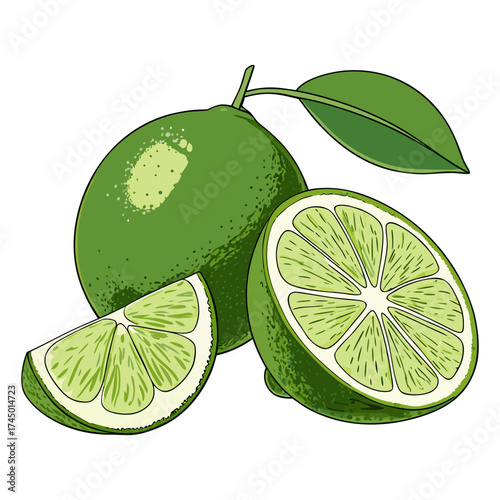 Tropical Citrus Wedge Vector Drawing