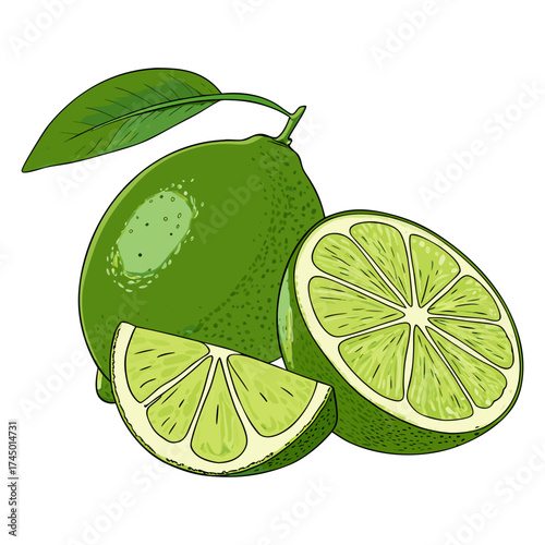 Tropical Citrus Wedge Vector Drawing