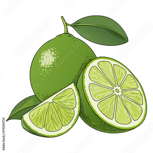 Fresh Lime Slice Vector Illustration