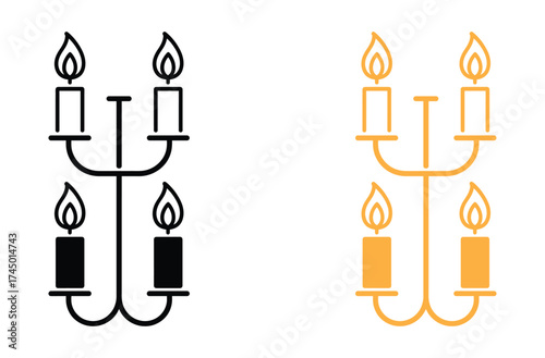 Elegant candelabra with four burning candles casting a warm, inviting glow perfect for creating a sophisticated ambiance or adding a touch of classic charm to any design project