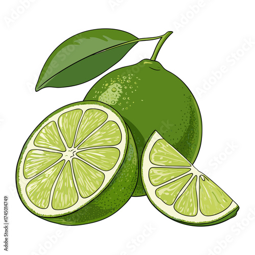 Fresh Lime Slice Vector Illustration