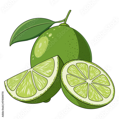 Fresh Lime Slice Vector Illustration