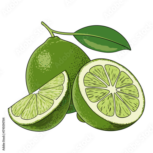 Fresh Lime Slice Vector Illustration