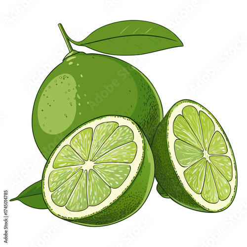 Fresh Lime Slice Vector Illustration