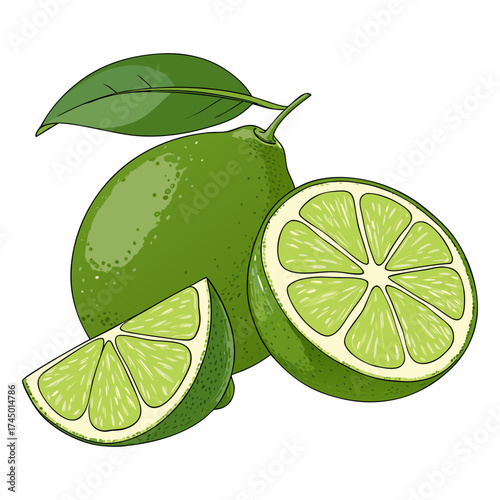 Fresh Lime Slice Vector Illustration