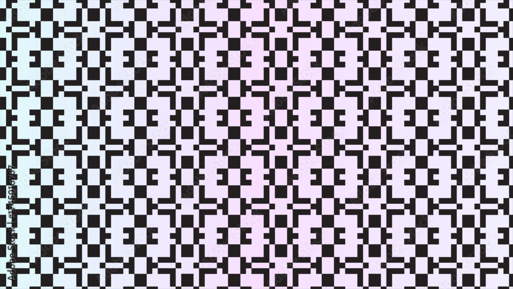 Fototapeta premium Abstract Pixel Tile Pattern with Blue and Pink Gradient Background