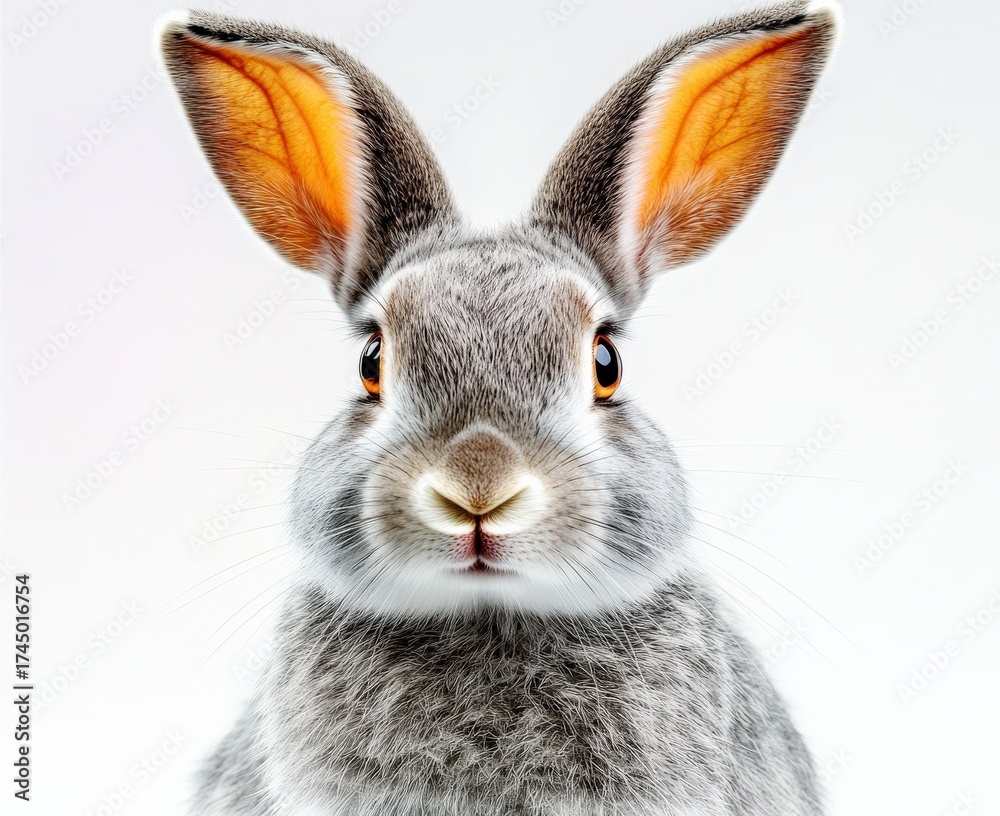 Fototapeta premium Close-up Portrait of a Gray Rabbit