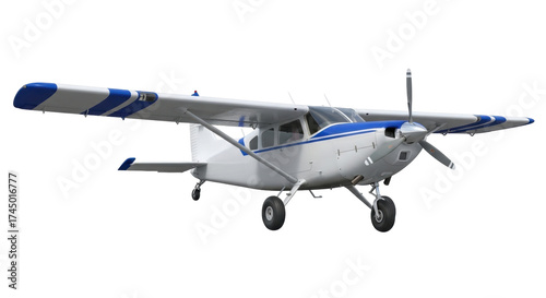 Isolated Small General Aviation Aircraft on Ground ready for Flight, Detailed Rendering