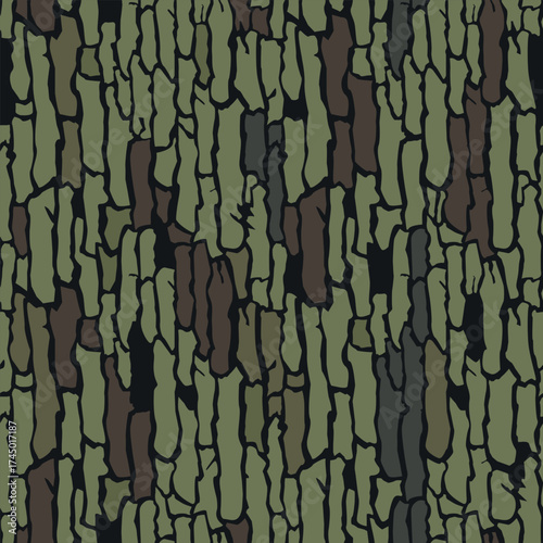 Vector seamless camo tree bark tiger army fatigue pattern design