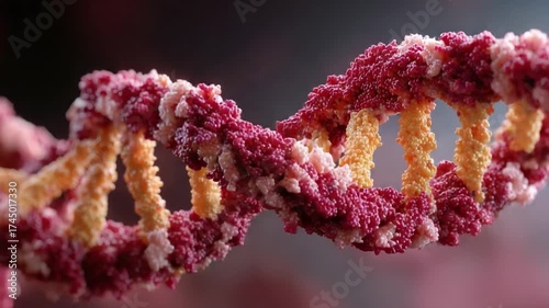 Intricate Molecular Structure of DNA: A Stunning Visual Representation of Genetic Material Highlighting Its Unique Double Helix Form and Colorful Composition