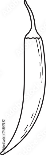 Chili Pepper Line Art Illustration for Spicy Food and Cooking Design Elements