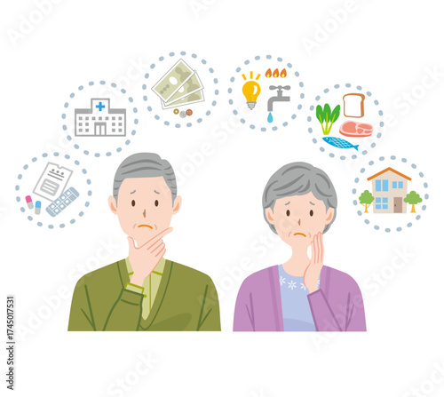 生活に困るシニア夫婦　お金　年金　足りない
