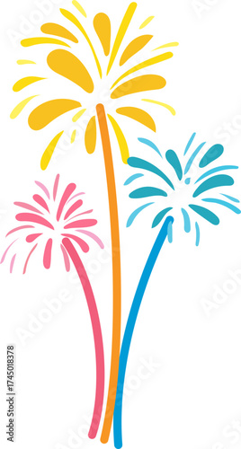 Firework Icon .Firecracker for Anniversary, New year, Celebrate, Festival. Contains icons of firecracker, sparkler, salute, petard, firework box and more.Flat design on black background.