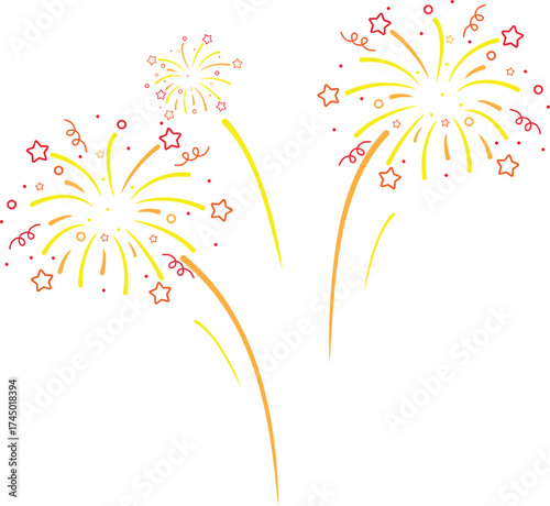 Firework Icon .Firecracker for Anniversary, New year, Celebrate, Festival. Contains icons of firecracker, sparkler, salute, petard, firework box and more.Flat design on black background.