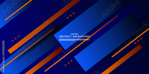 Modern abstract blue gradient diagonal with orange lines on a simple textured pattern background. Vector eps10