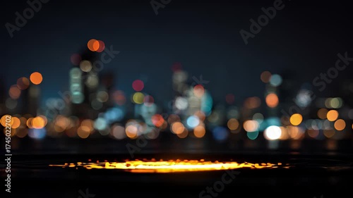 Abstract Financial Stock Market Chart with Blurred Cityscape Background