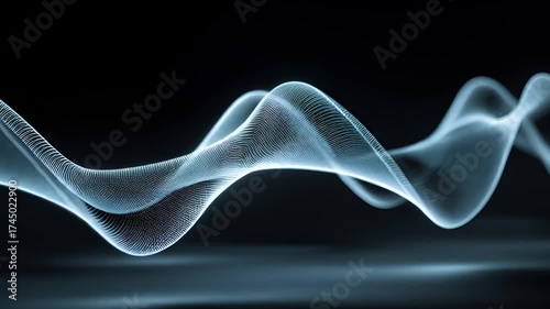 Abstract Waveform Animation on Black Background with Light Reflection