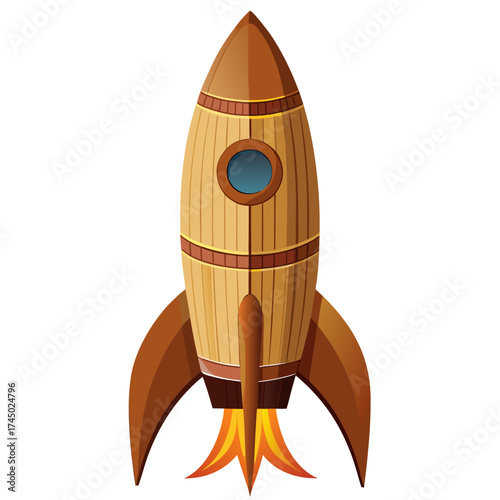 cartoon rocket isolated on white