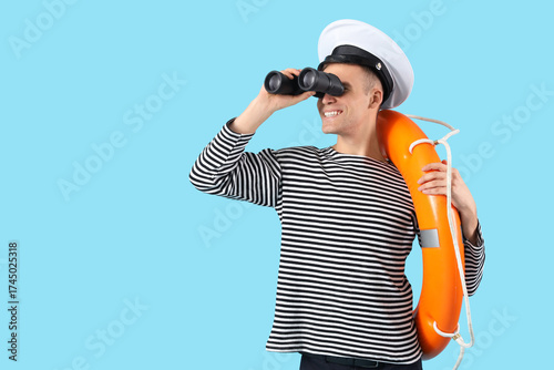 Male sailor with rescue rin...