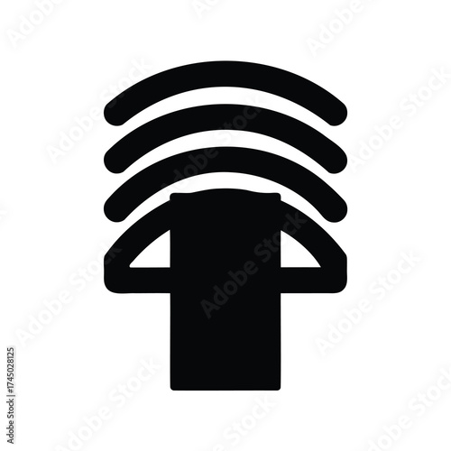 Stylized person with hands covering ears and radiating noise or thoughts