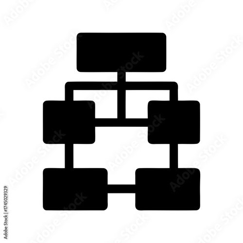 Black and White Flowchart Diagram Showing Hierarchical Relationships and Interconnections