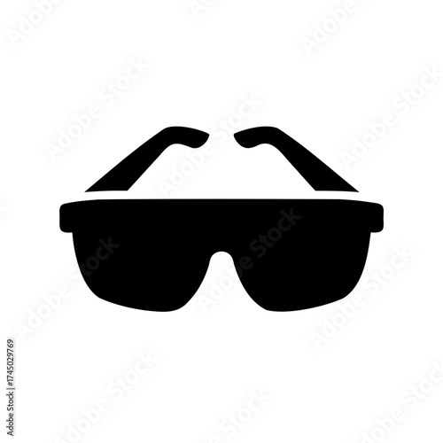 Simple black silhouette of sunglasses isolated on white background, clean design