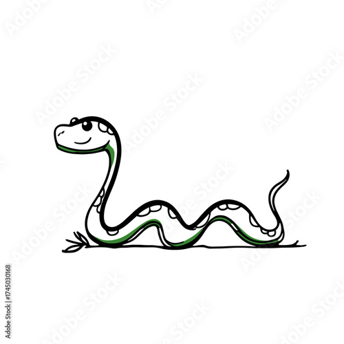 Anaconda. Anaconda simple black and white line art vector logo