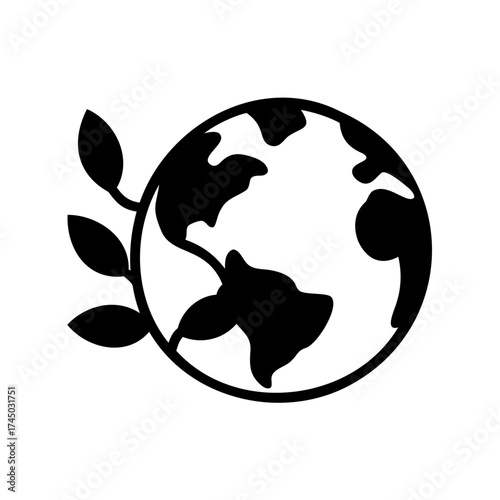 Stylized Earth with Sprout Icon Representing Ecology and Environmental Awareness