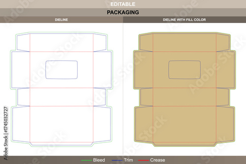 Tissue box dieline, structured packaging layout in vector format with professional printing setup and accurate die line arrangement for hygiene product branding