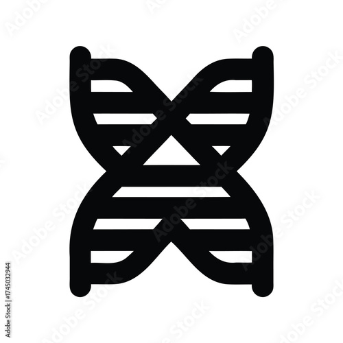 Simplified Black and White DNA Double Helix Graphic Representation Biology Concept