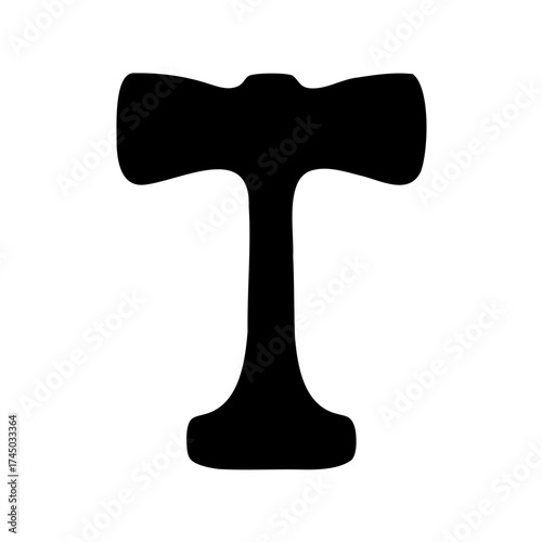 A Silhouetted Shape Resembling a Hammer on a Clean White Background