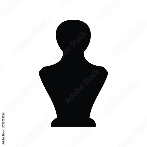 Black silhouette of a Jewelry bust stand or mannequin on white background