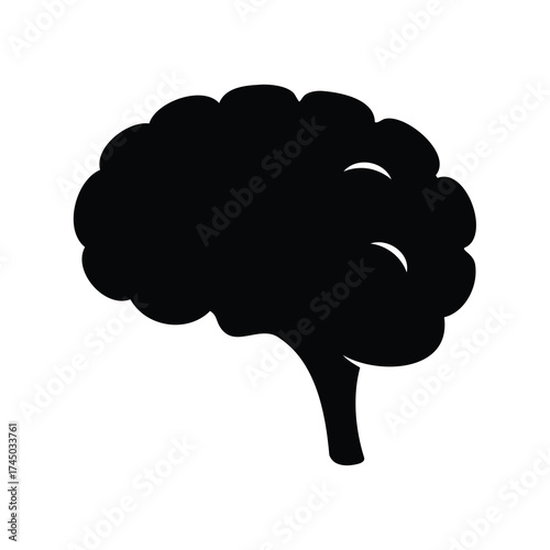 Stylized Human Brain Silhouette on White Background Showcasing Neurology and Intelligence