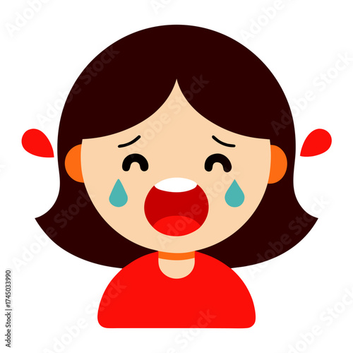Cartoon woman crying illustration symbolizing sadness and despair expressing negative emotion and emotional distress feeling heartbroken and vulnerable