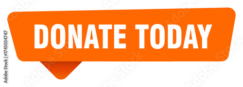 donate today sticker. donate today orange sign isolated on transpatent background