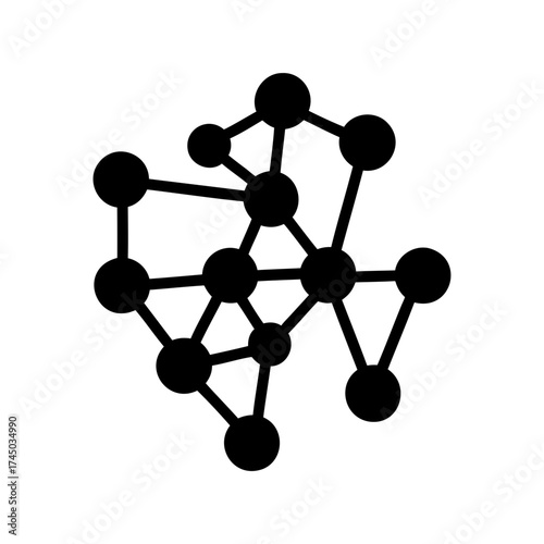 Black network structure with connections of varied length, emphasizing complexity and interconnection