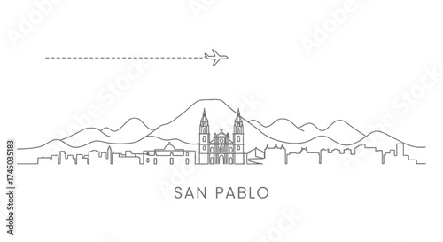 San Pablo City Skyline with Mountains and Airplane