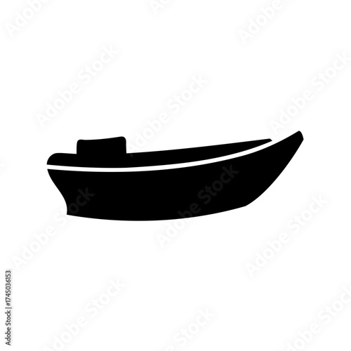 Silhouette of a motorboat on white background, side view illustration