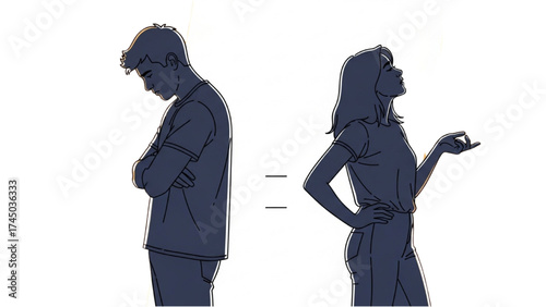Silhouette of Couple Arguing Vector Illustration – Relationship Conflict and Emotion Concept