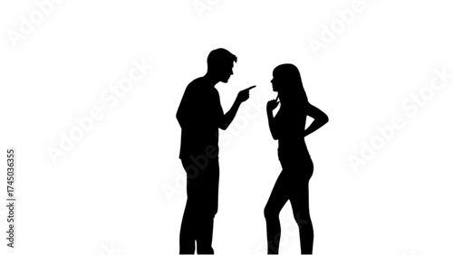 Silhouette of Couple Arguing Vector Illustration – Relationship Conflict and Emotion Concept