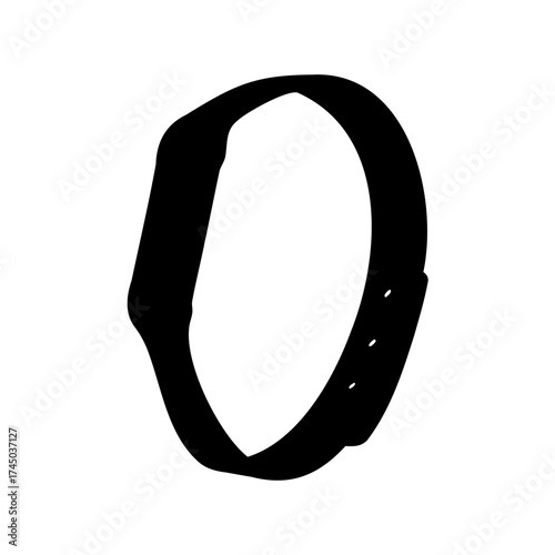 A black silhouette of a wearable fitness tracker on a white background
