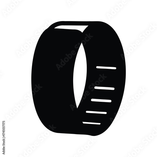 Minimalist black and white illustration of a smart watch with tracking metrics
