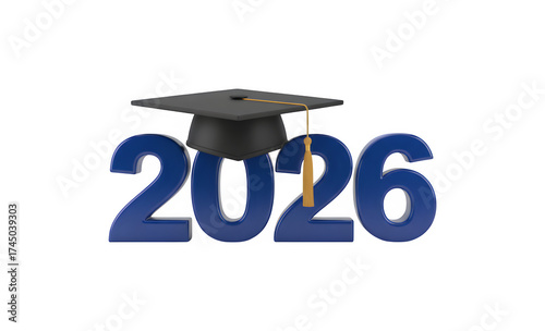 2026 New Year celebration with a graduation hat