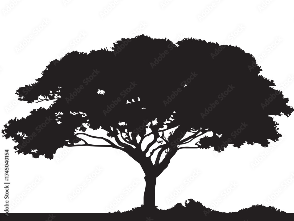 Fototapeta premium Artistic Tree Against Sky Silhouette 2D Vector Line Art